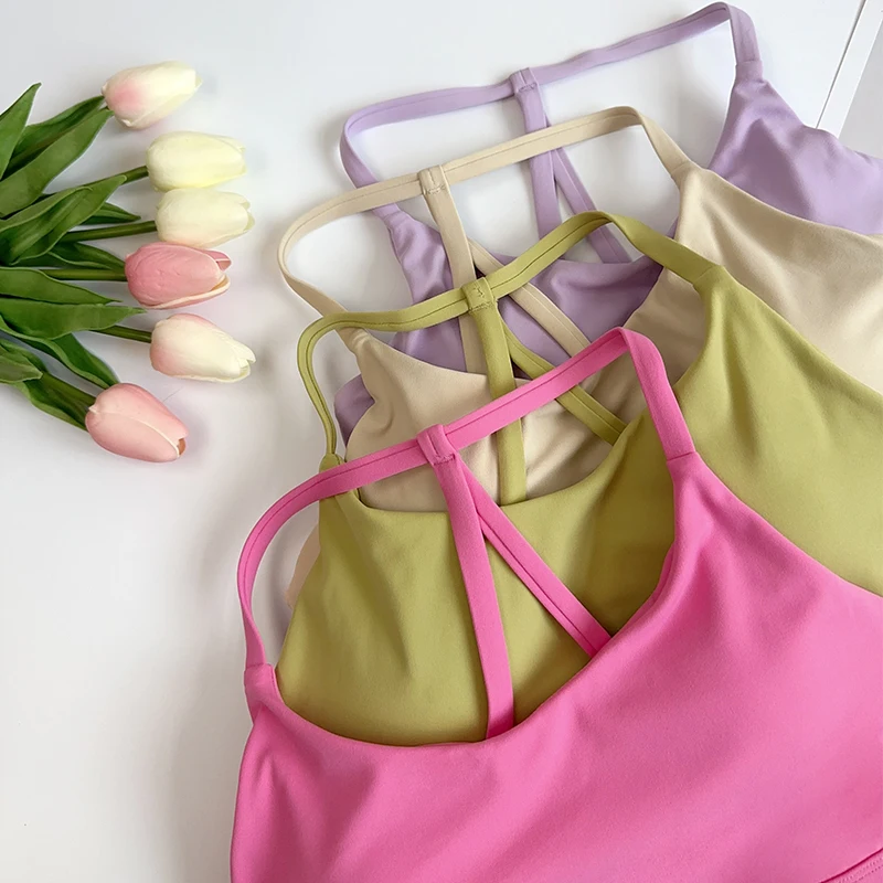 Yoga Fitness Matte - Biustonosz sportowy damski w jednolitym kolorze,