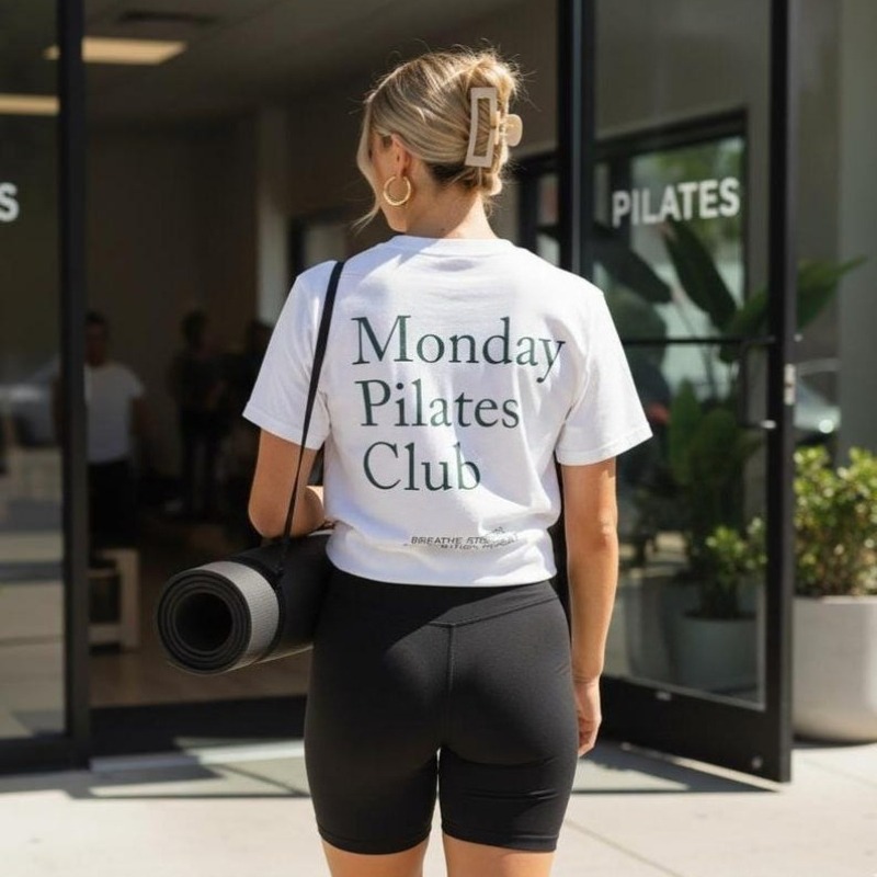 Yoga Fitness Fit Club - Koszulka do pilatesu, koszulka na poniedziałek