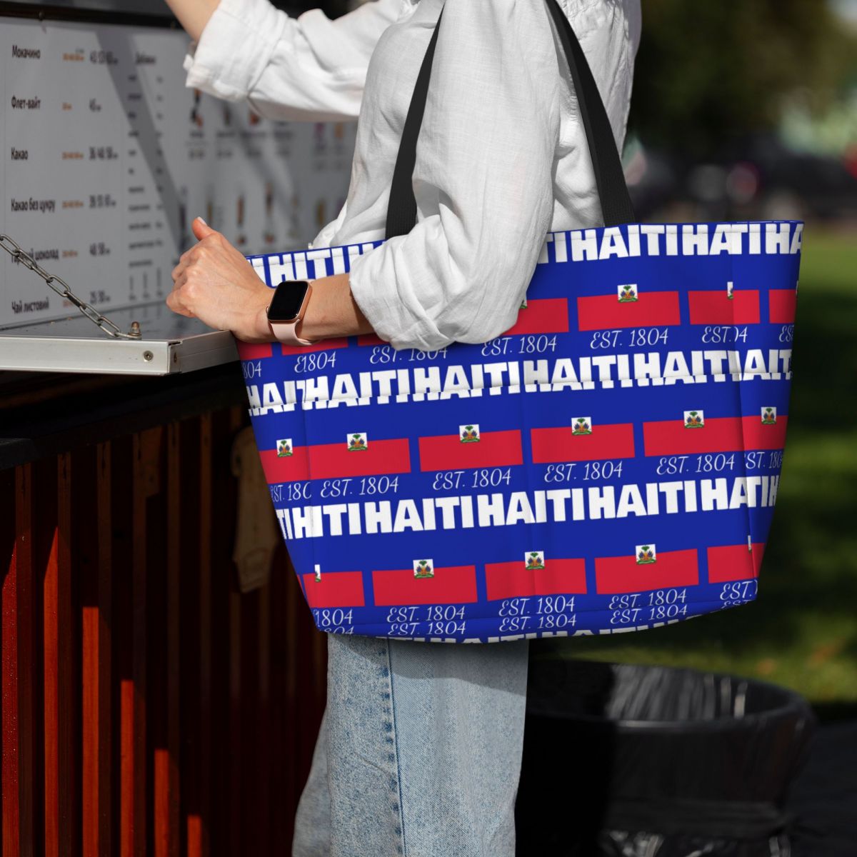 Haiti EST. Torba plażowa z fla – Yoga Fitness Merch recenzja i cena